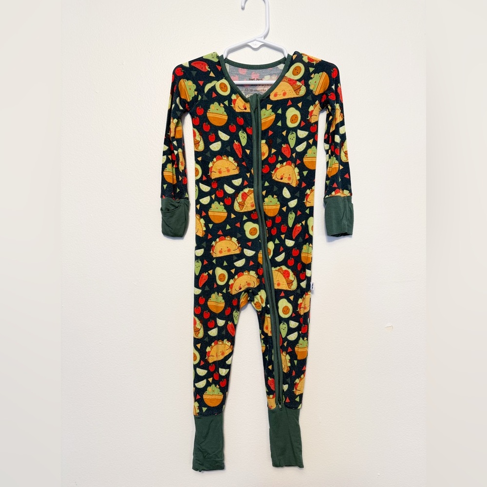 Taco Time Print One Piece Zip Pajamas